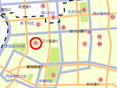 江戸歴史散策マップ「雲光院」の位置