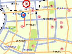 江戸歴史散策マップ「林町五丁目」の位置
