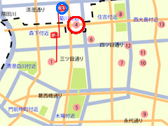 江戸歴史散策マップ「遠山金四郎」の位置