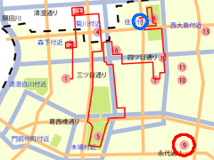 江戸歴史散策マップ「毛利家下屋敷」の位置