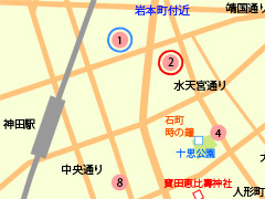 江戸歴史散策マップ「玉池イナリ」の位置