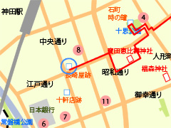 江戸歴史散策マップ「長崎屋跡」の位置